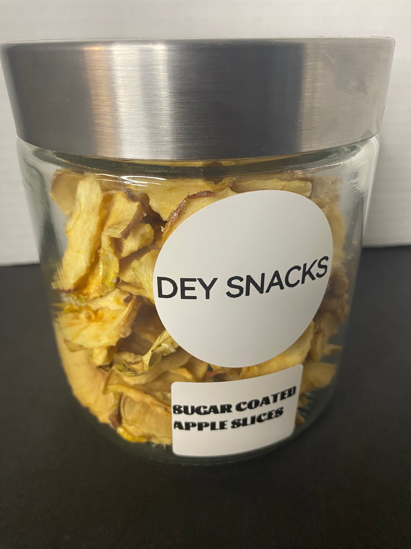 NEW ITEM!         Dehydrated sugar coated apple chips