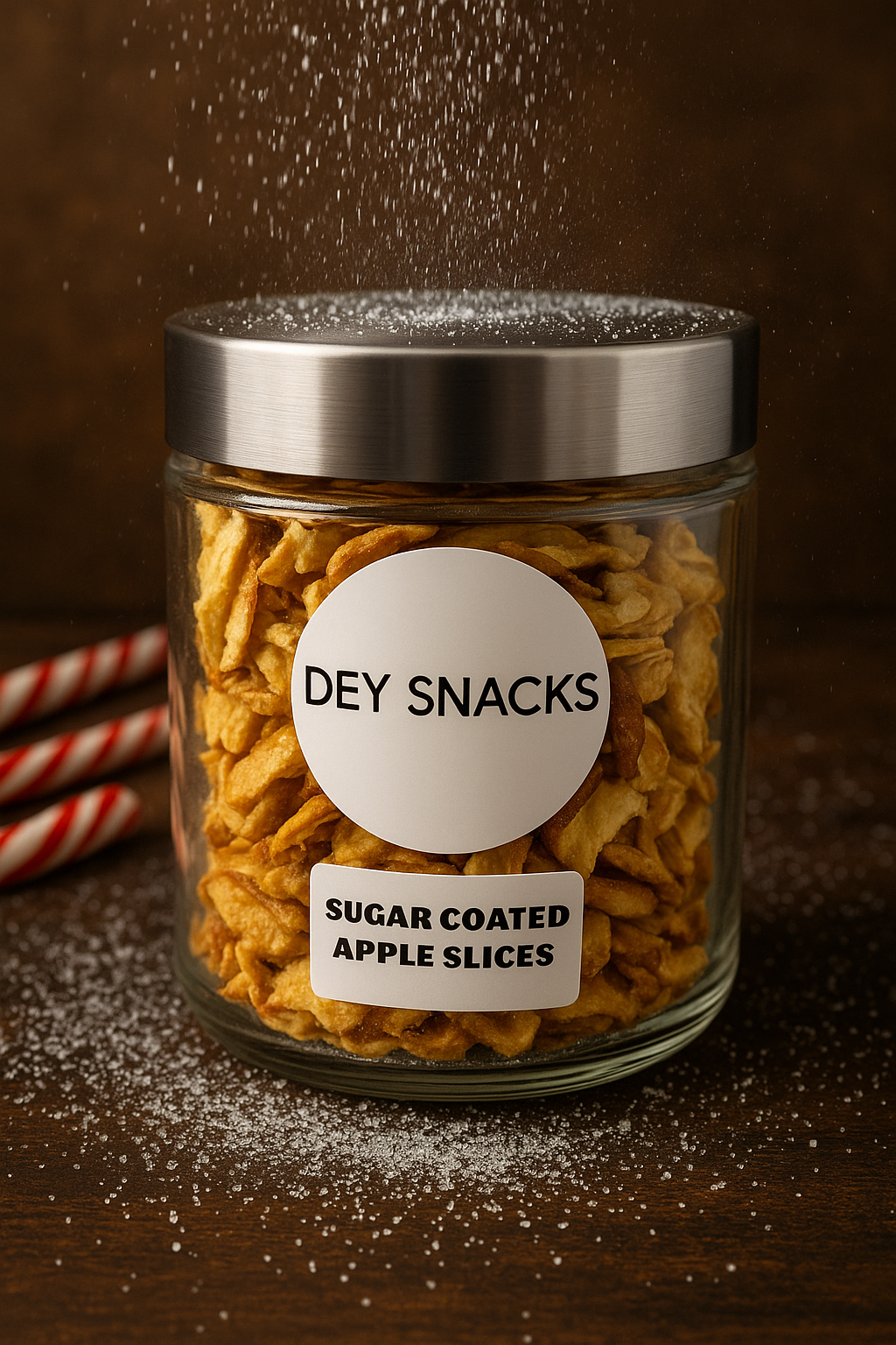 NEW ITEM!         Dehydrated sugar coated apple chips